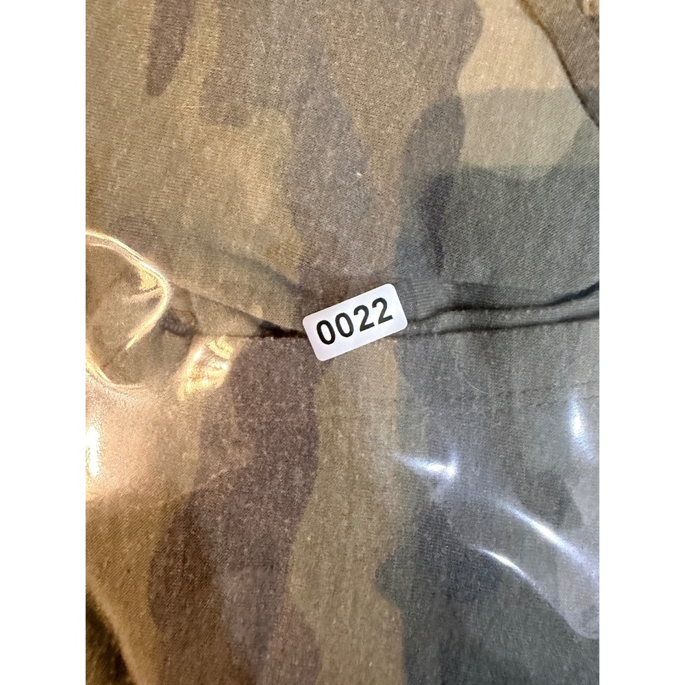 Como Vintage Camo Print‎ V-Neck Drawstring Tie Hem Top Green Grey Large - Picture 8 of 8